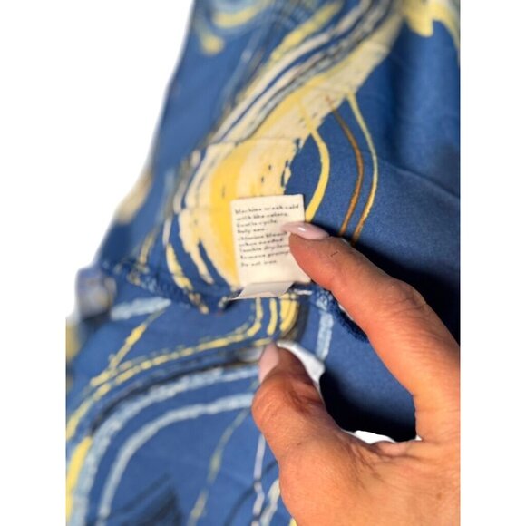 Nine West Womens Size S Blue & Yellow Abstract Print Midi Skirt - Picture 9 of 9